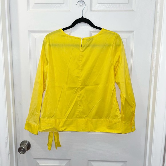 NWT‎ Talbots Mp Bright Yellow Everyday Stretch Poplin Knot Long-sleeve Blouse - Picture 6 of 11